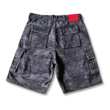 Beach Camo Cargo Shorts Black