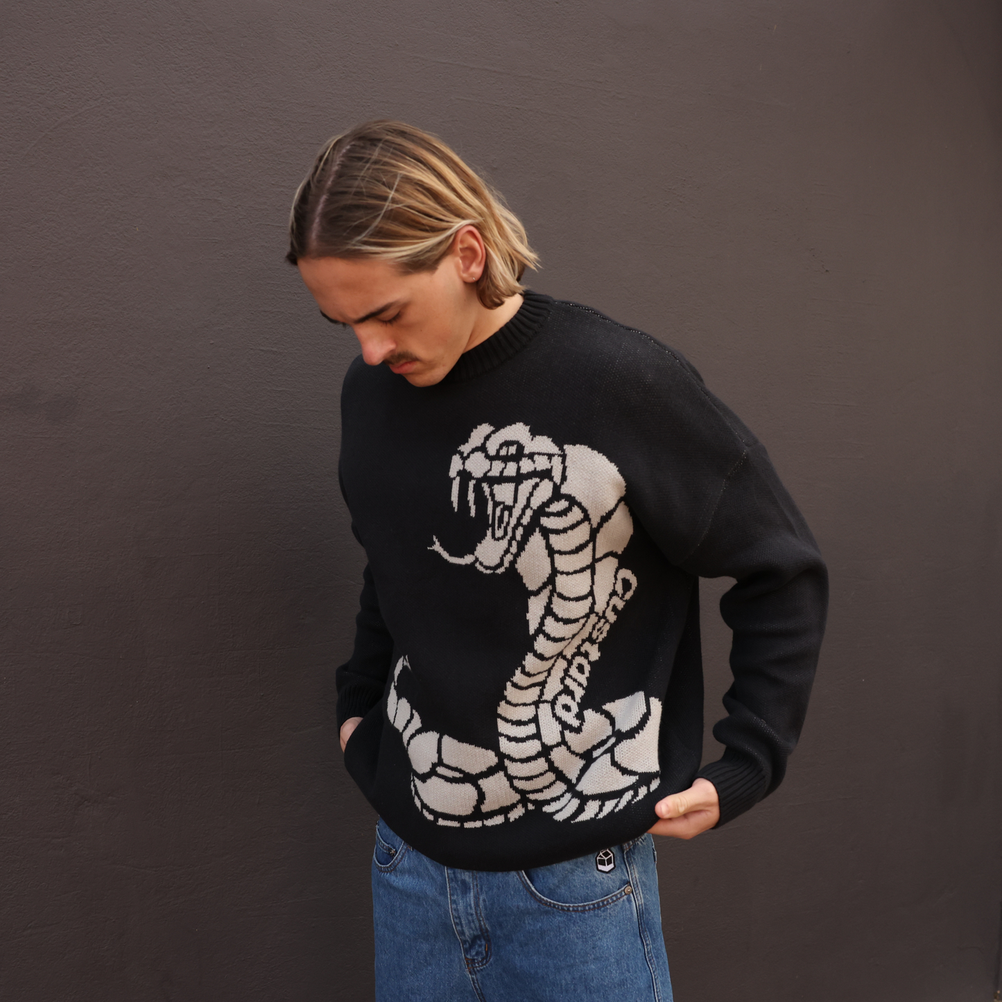 Cobra Knit Sweater BLK