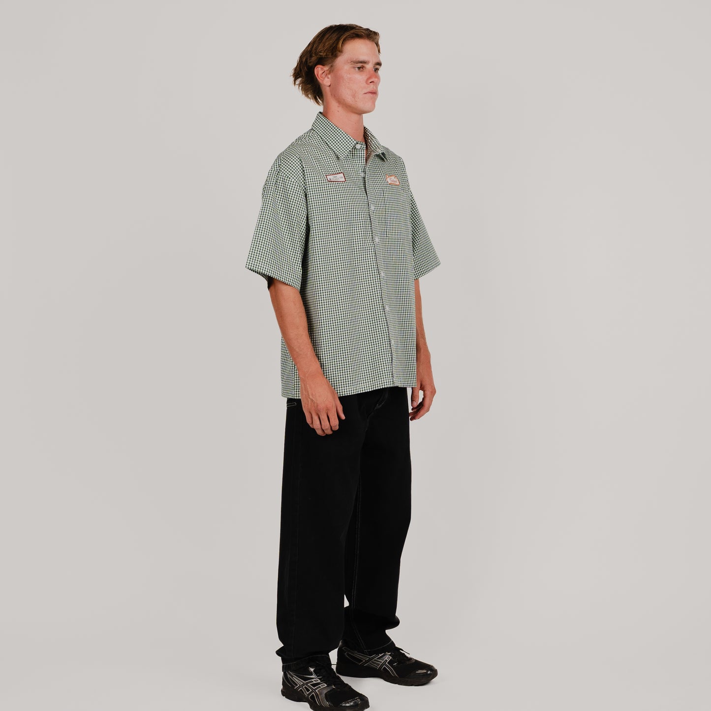 Checkered Button-Up Bowling Shirt