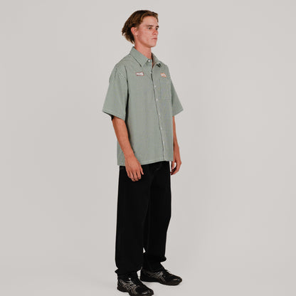 Checkered Button-Up Bowling Shirt