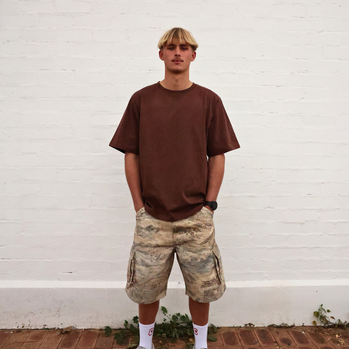 Beach Camo Cargo Shorts Cream