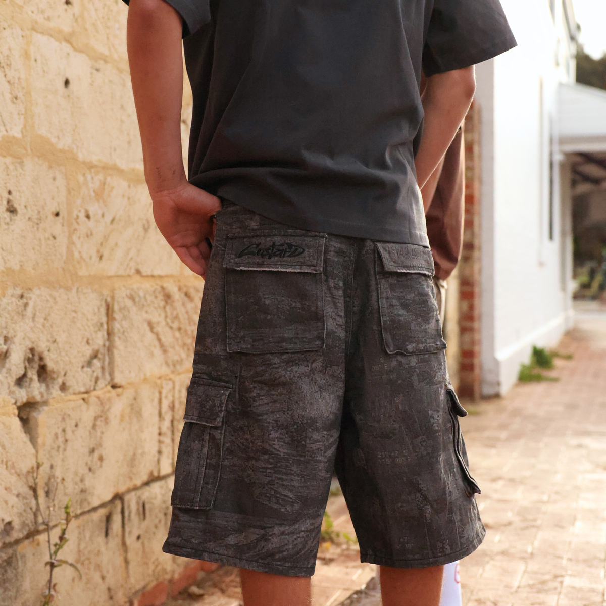 Beach Camo Cargo Shorts Black