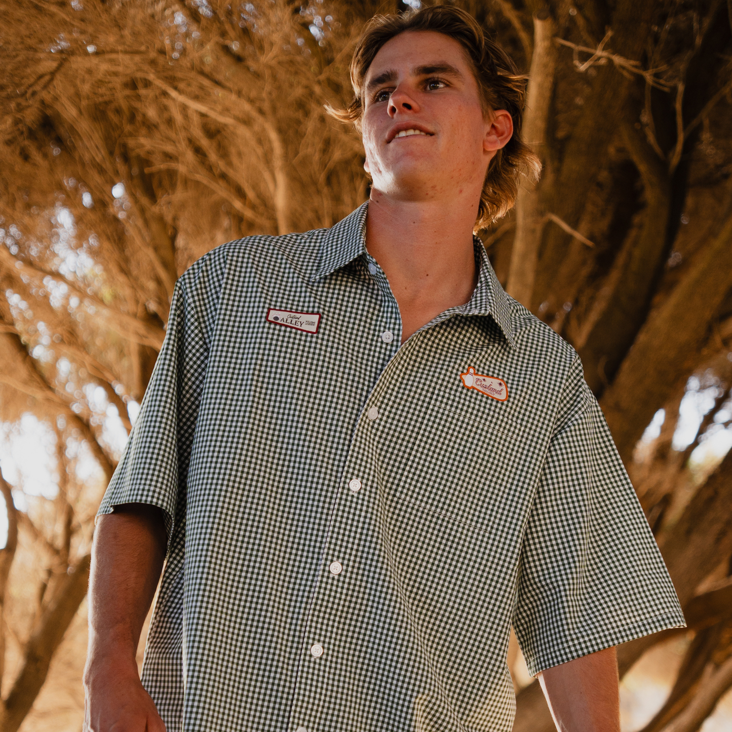 Checkered Button-Up Bowling Shirt