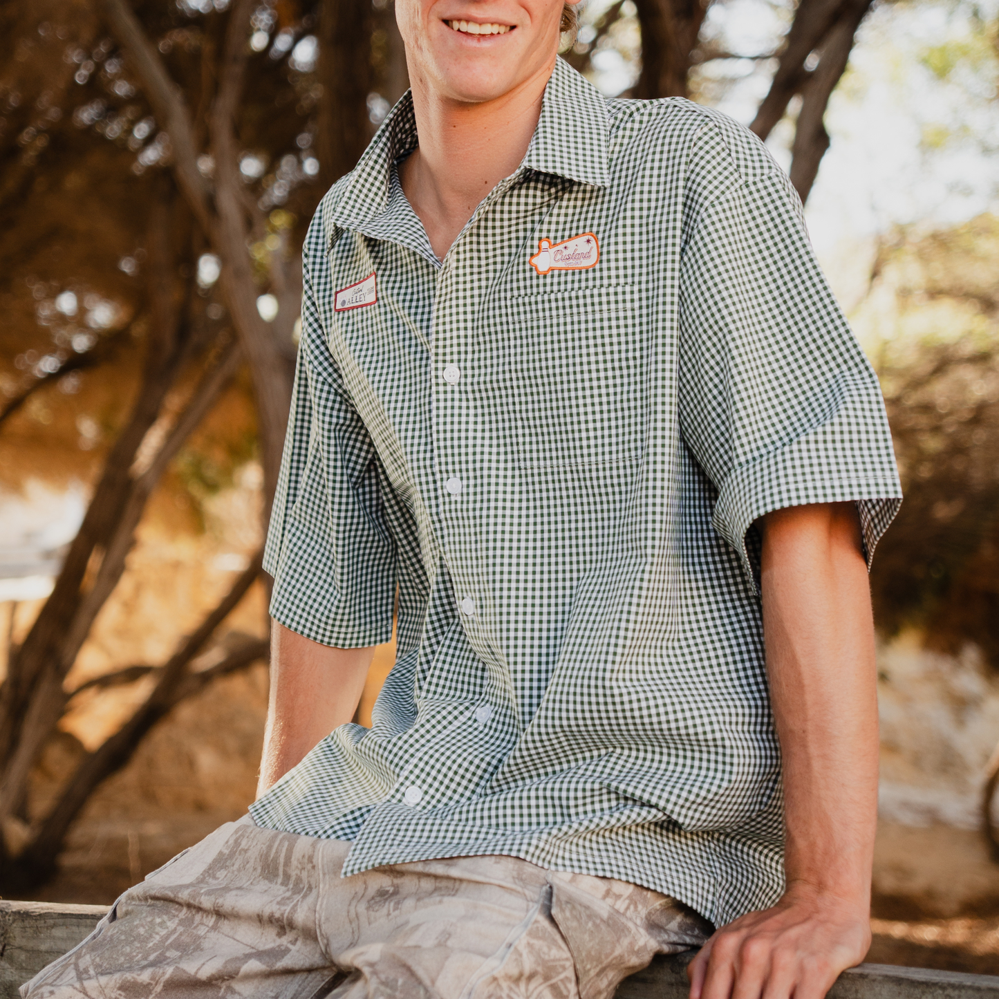 Checkered Button-Up Bowling Shirt